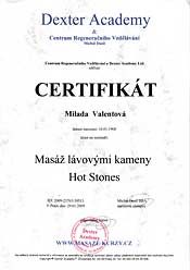 Certifikát masáž lávovými kameny